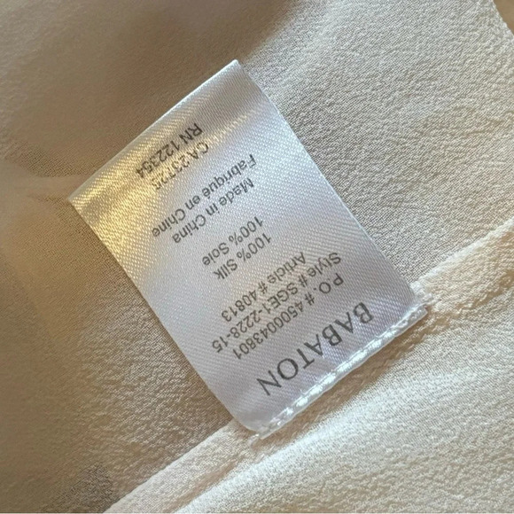 Babaton| Aritzia Feminine 'Tinsley'Cream 100% Silk Short Sleeve Blouse Sz M - Picture 5 of 5